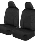 Black Waterproof Neoprene Front Seat Covers for Cars, Trucks, and SUVs with AquaShield Tech, side view, pet friendly