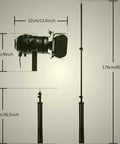 Vintage Industrial Black Gooseneck Tripod Floor Lamp Set Of 2 Adjustable Height 68 to 180cm with measurements.