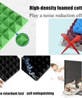 High density foamed cotton material demonstrating noise reduction and flame retardant properties for acoustic panels.