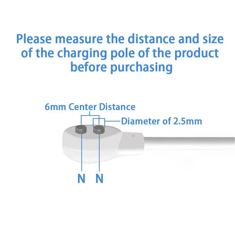 Magnetic Usb Dc Charger Cable 6Mm Oval Base, 2.7Ft Replacement Charging Cord detail showing 6mm center distance and instructions