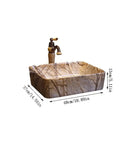 USZWBY Vessel Sinks Bathroom Vessel Sink Vintage Art Countertop Basin Vanity Rectangular Ceramic Washbasin with Faucet Bathroom Bowl Sink, dimensions 48cm x 37cm.