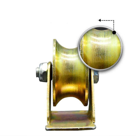 Side view of Heavy Duty U Type Groove Wheel Gate Roller With Bracket For Sliding Barn Doors, 45 Steel, double bearings