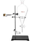 Beefy 1000ml Heavy Duty Conical Separating Funnel With 24 29 Joint PTFE Stopcock And Lab Distillation Support Rack For Stable Titration And Liquid Liquid Extraction, glass funnel on rack