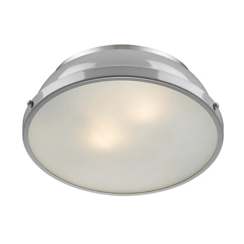 Duncan Flush Mount Light in Pewter Finish with Gray Shade, Contemporary Industrial Style Ceiling Fixture with Simple Classic Silhouette