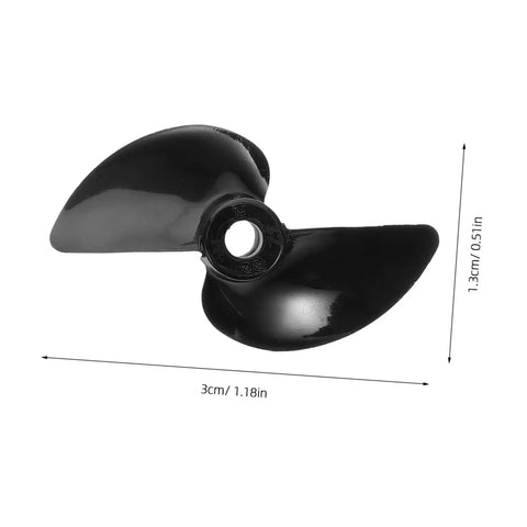 Power-Packed 2-Pack CNC Machined RC Boat Propellers For Forward And Reverse Motion Semisubmerged Design High-Performance Electric Boat Props 32mm Diameter Durable Materials, shown in black with dimensions 32mm diameter.