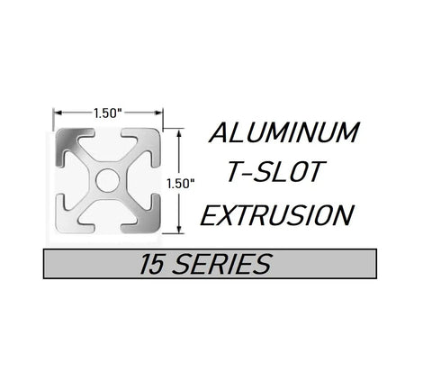 Diagram of 15 Series Aluminum T-Slot Extrusion, showing 1.50-inch dimensions for Drop-In T-Nut With Spring Ball Self Aligning 1/4-20 Tap