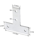 T-slot corner bracket for 1010 aluminum extrusion, showing dimensions and M6 hole placements, part of 10 Piece Set 1 Inch By 1 Inch.