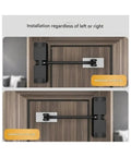 Image of Beefy Stainless Steel Hydraulic Door Closer With Adjustable Speed For Left Or Right Swing Doors, installed on wooden frames.