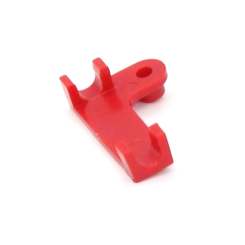 Red plastic component for pool gate valve, viewed from above. Essential part for Must Have 1.5 Inch Gate Valve Full Shut Off For Above Ground Pools.