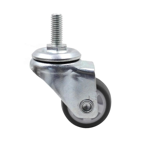 8 Pcs 1 Inch Swivel Stem Caster Wheels No Noise TPE For Small Shopping Carts And Trolleys M6 X 15Mm Threaded Stem Load Capacity 141 Lb And 64 Kg
