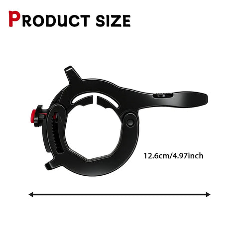 Universal Motorcycle Cruise Control Throttle Lock Assist With Adjustable Handlebar Booster measuring 12.6cm, sturdy black ABS material.