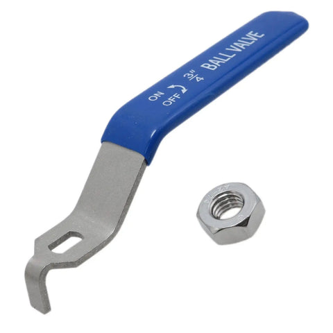 Stainless Steel Ball Valve Handle DN20 Water Valve Lever For Outdoor Faucet Replacement Kit, blue ergonomic grip and steel nut