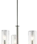 3 Light Convertible Chandelier With Clear Glass And Brushed Nickel Finish, a dope modern ceiling light for bathroom, bedroom or hallway