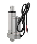 Heavy Duty 12V DC Linear Actuator Serving A Rock Solid 900 Newtons Of No Sweat Push Pull Movement With Waterproof Aluminum Housing And Mounting Brackets For Smooth Small Automation Builds, shown from the side with cables.
