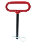 Three Eighths By Four Inch Trailer Tow Hitch Pin And Clip In Red For RVs, Tractors, And Lawn Mowers, heavy duty cotter pin