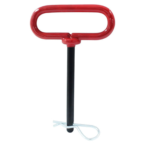 Three Eighths By Four Inch Trailer Tow Hitch Pin And Clip In Red For RVs, Tractors, And Lawn Mowers, heavy duty cotter pin