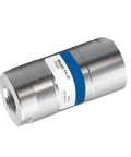Solid 3/4 Inch K A Check Valve Port For Pneumatic Systems With Solenoid Air Cylinder Ports And BSP Connection Fitting shown from the side.