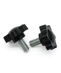 1/4-20 Threaded Knurled Thumb Nuts With Black Grip Knob Screws for Quick Hand Tightening, shown in a side view.