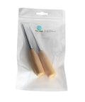 Heavy Duty Pro Grade Two Pack Alloy Steel Tapered Awls With Sturdy Wood Handles Tough Punching Tools Sick For Leatherwork Canvas Sewing And Weekend DIY Grinds Knockout Quality Fixups in clear packaging.