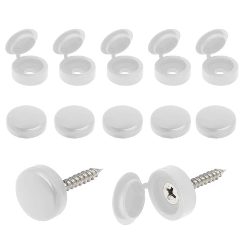 200 Pack White Hinged Screw Cover Caps Made From Durable Plastic With Snap On Foldable Design For Covering Screw Heads