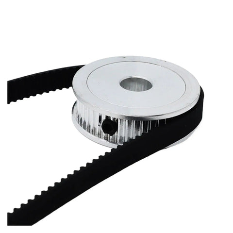 Heavy Duty HTD 3M 80 Tooth Timing Belt Pulley Synchronous Drive System With 19mm Precision Bore And 10mm Width showing the aluminum alloy pulley with belt.
