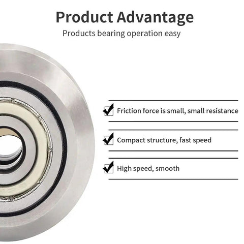Close-up of a Tuned Up Stainless Steel V Slot Pulley featuring Precision 625ZZ Bearings for smooth operation.