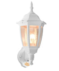 Durable Outdoor Wall Light With Dusk To Dawn Sensor, White Anti Corrosion Plastic Fixture With LED Edison Filament Bulb, Exterior Mount Lantern