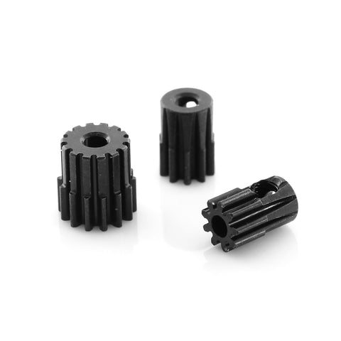 Beefed Up 48DP Metal Pinion Gear Set For One Eighteenth Scale RC Cars With Hardened Steel CNC Machined 14T 10T 9T And Two Point Three Millimeter Shaft Ideal Upgrade For Traxxas LaTrax Teton Rally Desert Prerunner SST And Similar Models