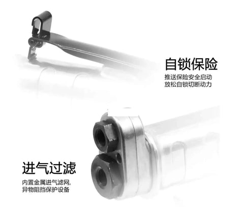 Close-up of the air inlet and safety lock mechanism of 7 Inch Pneumatic Angle Grinder Air Powered Die Grinder.