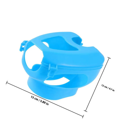 Pro Grade Pigeon Injection Holder For Easy Medicine Feeding, blue plastic holder with hollow-out design, size 5.90 x 4.72 x 3.93 inches