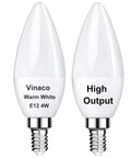 Two Pack E12 LED Candelabra Bulbs, 400 Lumens, 4W, 3000K Warm White, Energy Efficient, Great Ceiling Fan Light Replacement