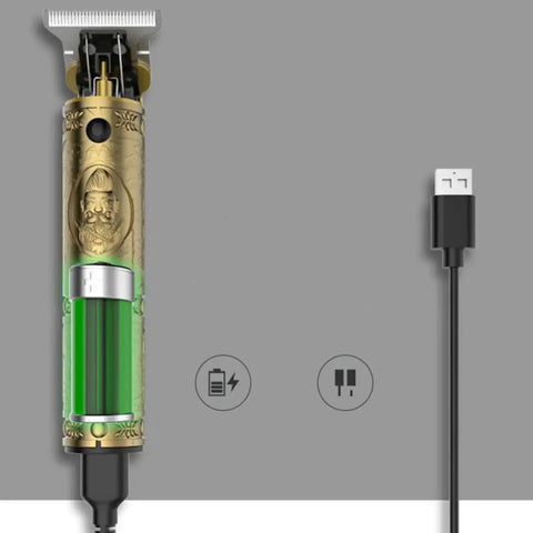 USB Charged Electric Hair Clipper For Barbershop And Home Use Metal Body Trimmer with USB cable and charging icons
