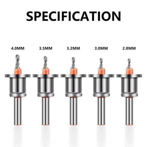 Adjustable Quick Change Countersink Drill Bit Set For Woodworking And DIY Projects 8mm Round Shank 2.8 To 4mm Cone Counterbore Bits