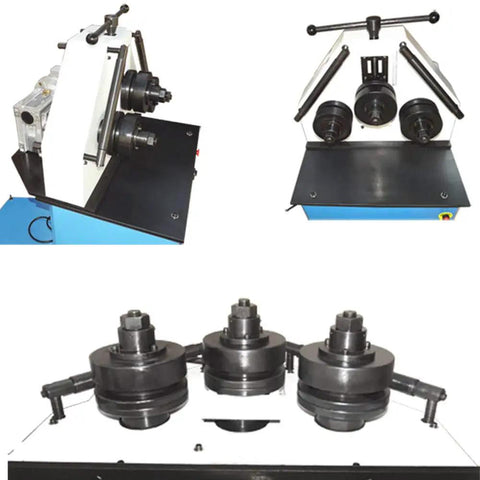 Professional Grade Industrial Strength Heavy Duty Pinch Roll Bender Machine For Rolling Pipe Flat And Round Steel, top view with rollers.
