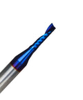 Single Flute Upcut Spiral End Mill For CNC Router Use With NACO Coating For Smooth Plastic Cutting Mirror Finish One Eighth Diameter One Half Inch Cutting Height One Quarter Shank Two Inch Length UT188