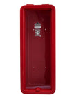 Rock Solid Red Fire Extinguisher Cabinet For 5 Lb Boxes Outdoor Surface Mount Pull Tab Secured weather-resistant plastic holder