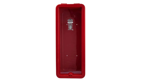 Rock Solid Red Fire Extinguisher Cabinet For 5 Lb Boxes Outdoor Surface Mount Pull Tab Secured weather-resistant plastic holder