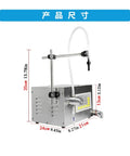 Semi Automatic Liquid Filling Machine With Stainless Steel Peristaltic Pump And Digital LCD Screen For Bottles Beer Wine Vinegar Milk Perfume side view with measurements