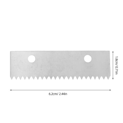 Replacement Tape Dispenser Blades 10 Pack For Tape Guns Serrated Steel Cutter 2.4 By 0.7 Inches Easy Swap And Safe Design Pro Grade Spare Parts For Office Warehouse And Industrial Use, stainless steel blade with 2 holes