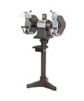 Beefy 12 Inch Bench Grinder With 2Hp 220V 3Phase Motor mounted on solid pedestal, designed for precision metal work.