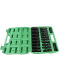 Premium Rust Proof Electric Hex Key Socket Kit With 20 Versatile Allen Adapter Bits For Heavy Duty Drilling And Tough Diy Repair Jobs, green case open