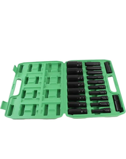 Premium Rust Proof Electric Hex Key Socket Kit With 20 Versatile Allen Adapter Bits For Heavy Duty Drilling And Tough Diy Repair Jobs, green case open