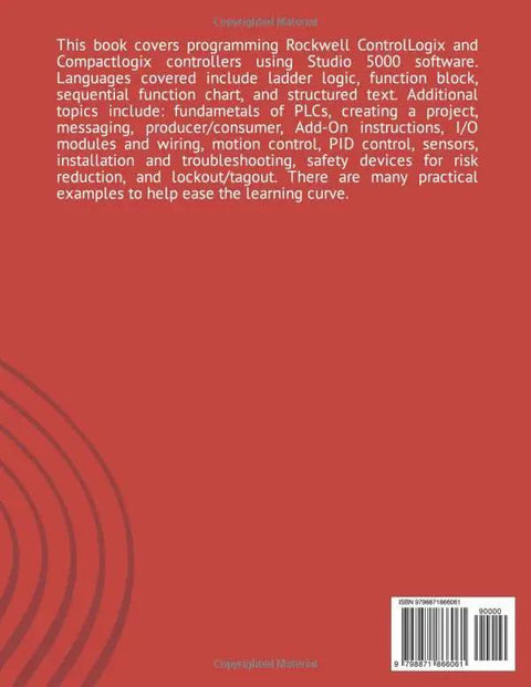 Back cover of Studio 5000 Programming Guide For ControlLogix And CompactLogix with details on topics covered.