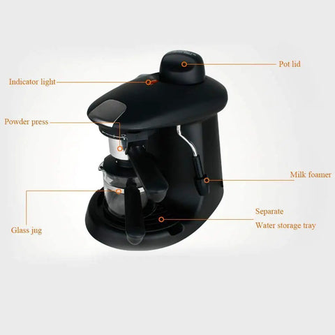 Semi Automatic Espresso Machine With Single Touch Brew And Capsule Setup Designed For Killer Crema That Hits Different Every Time Smooth Morning Hustle Latte Mastery At Your Desk features indicator light, powder press, milk foamer.