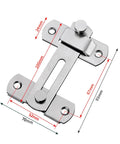 180 Degree Flip Sliding Barn Door Lock For Privacy, Heavy Duty Barn Door Latch Kit, silver, metal construction with dimensions shown