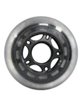 Replacement Skate Wheel Set With 85A PU Hardness, 8-Pack, detailed view of single black wheel with bearings