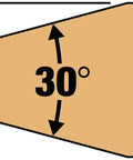 Diagram showing a 30-degree angle for the 30 Degree Staking Tool For Gardening, Landscaping, And Construction Projects, USA Made Stake Cutter.