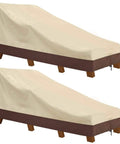 Waterproof Patio Chaise Lounge Cover Set, 600D Heavy Duty All Weather Outdoor Chair Covers, UV Resistant, 2 Pack In Beige And Brown