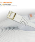 Cat7 10ft Flat Ethernet Cable Shielded With Ground Wire And Gold Plated RJ45 Connector