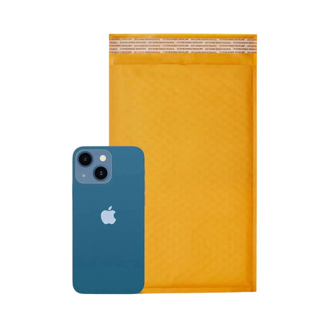 Premium Self Seal Kraft Bubble Mailers 6x10 Inches, 250 Pack Yellow Waterproof Padded Envelopes with a smartphone for size comparison
